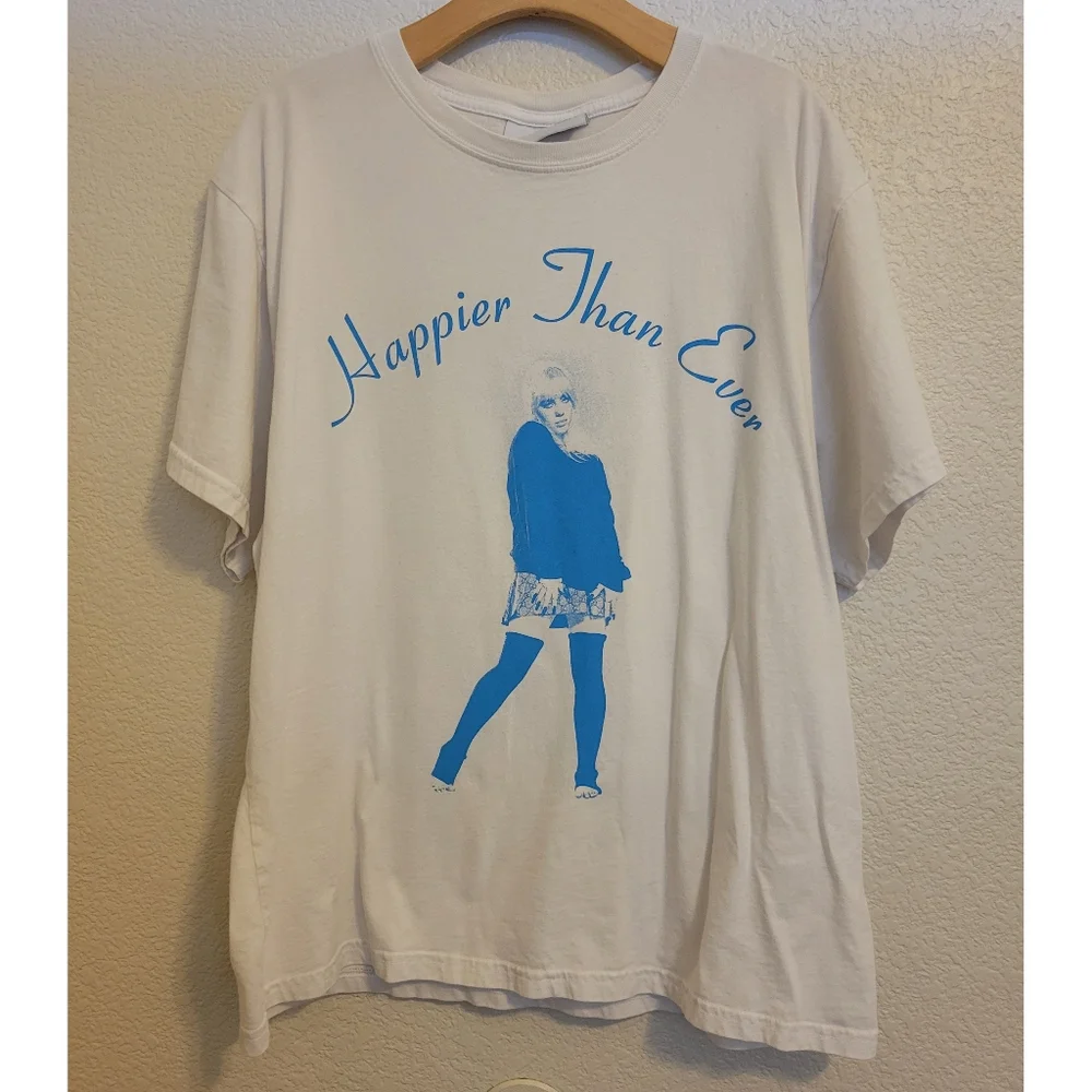 Happier Than Ever Graphic Tee - White and Blue Billie Eilish size L concert tee - Picture 8 of 8